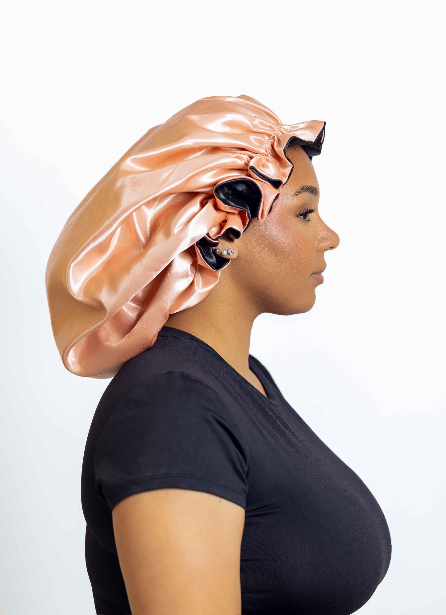 Rose gold satin head bonnets