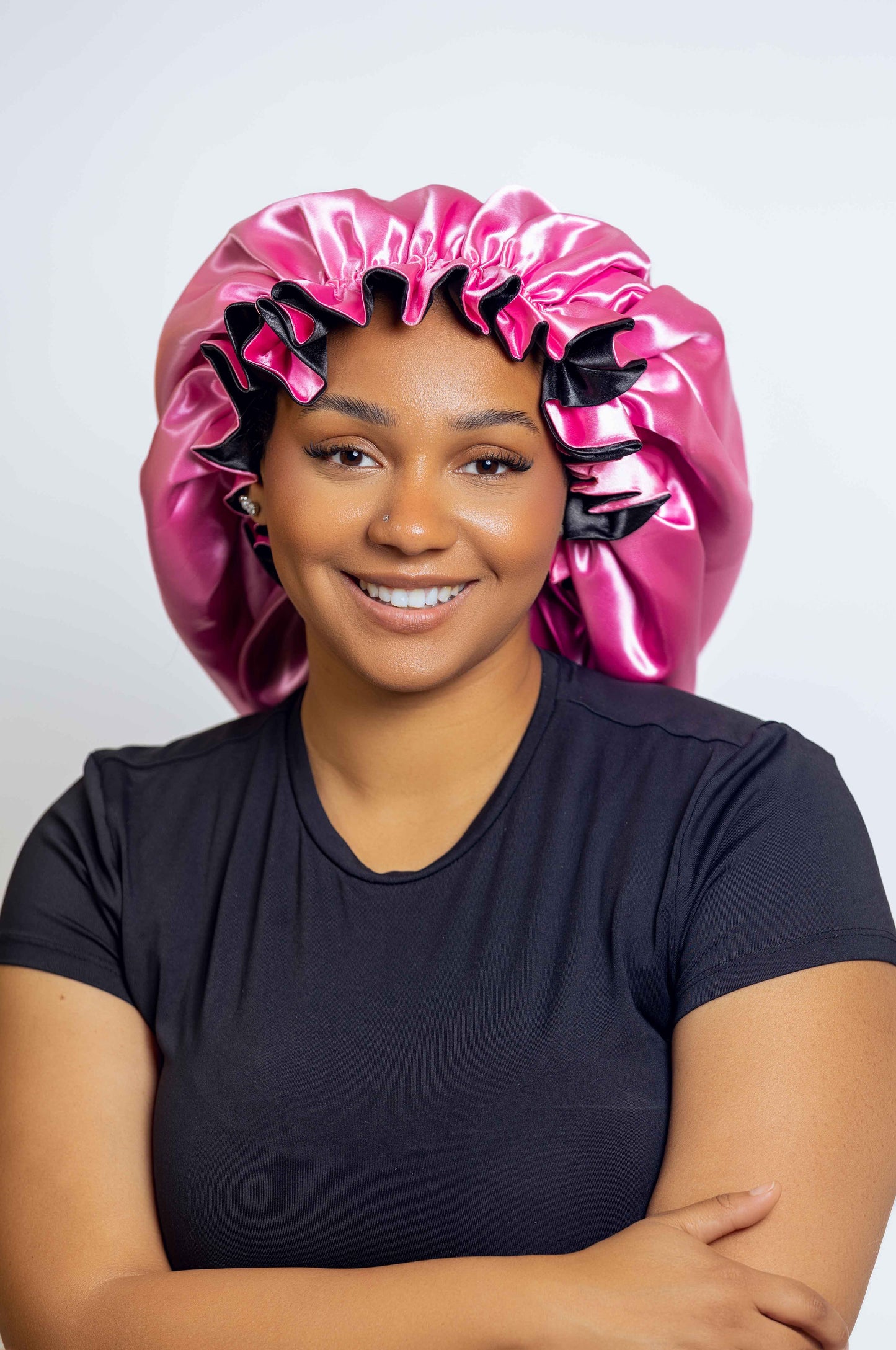 Pink Satin Head bonnets