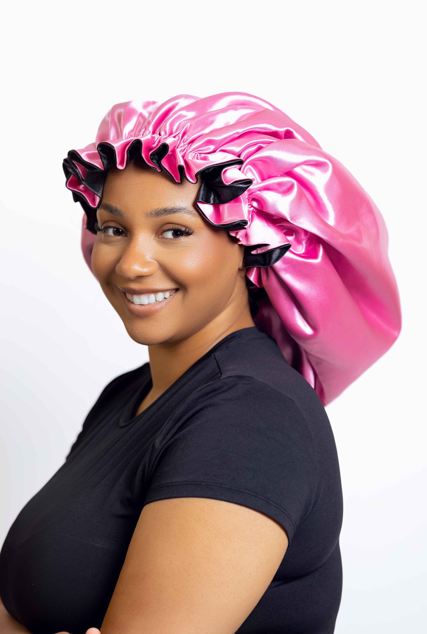 Pink Satin Head bonnets