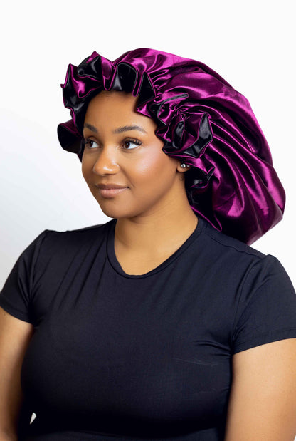 Purple Satin Head bonnets