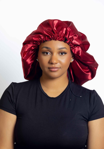 Red Satin Head bonnets