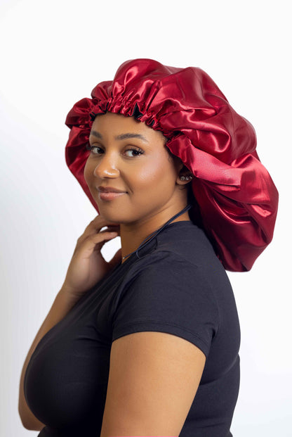 Red Satin Head bonnets