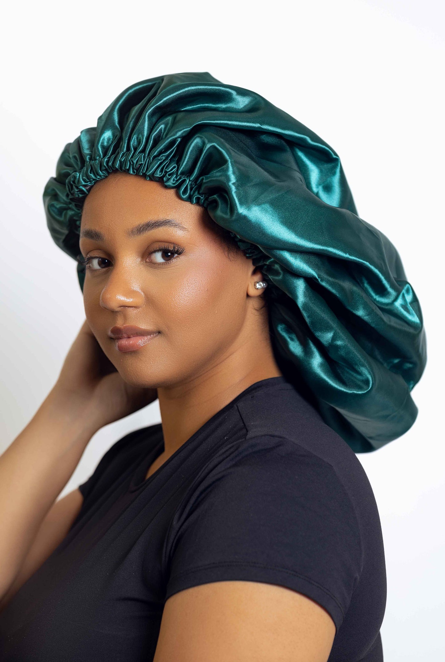 Green Satin Head bonnets