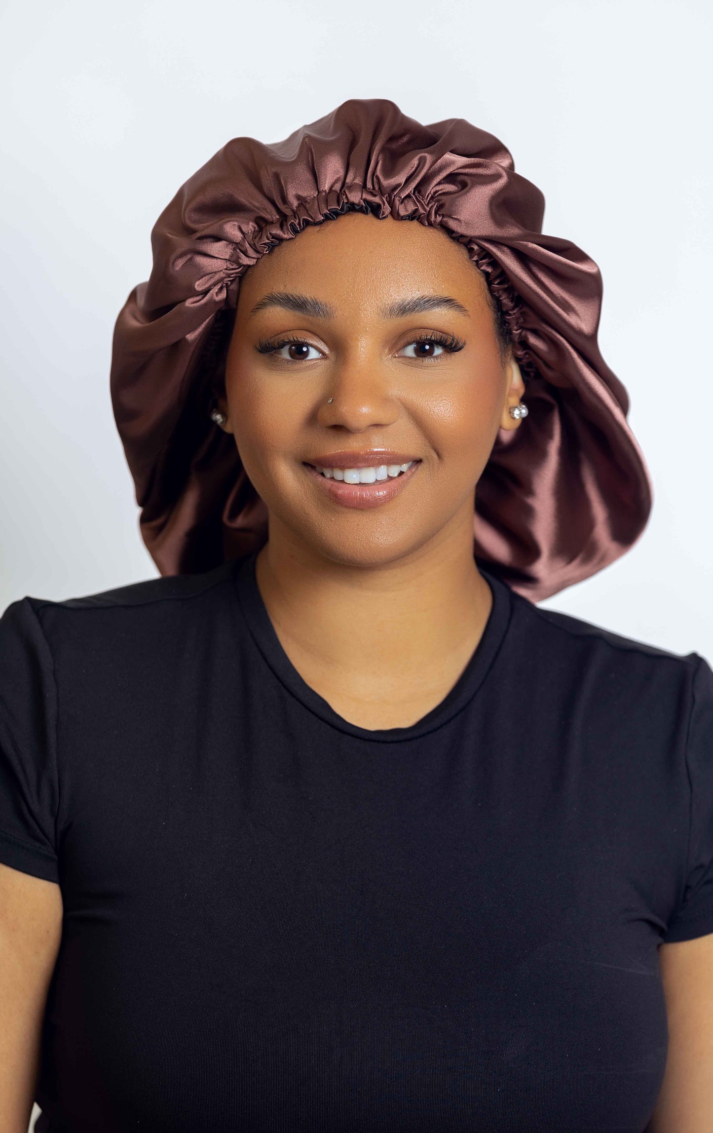 Chocolate Satin Head bonnets  Medium Size