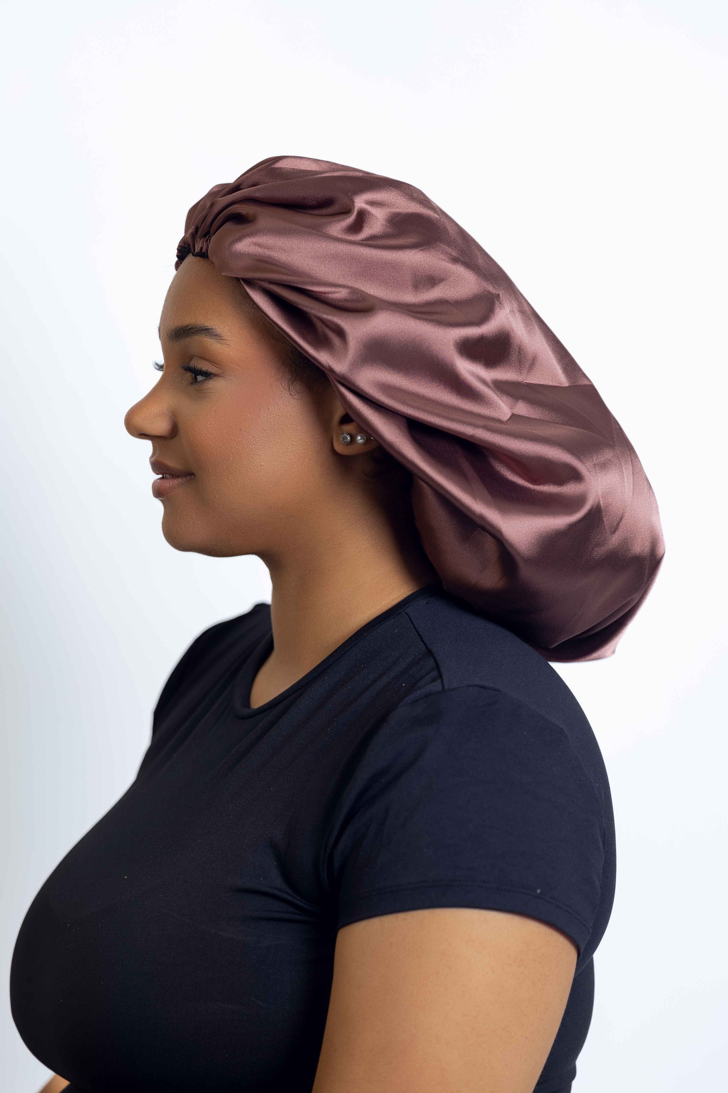 Chocolate Satin Head bonnets  Medium Size