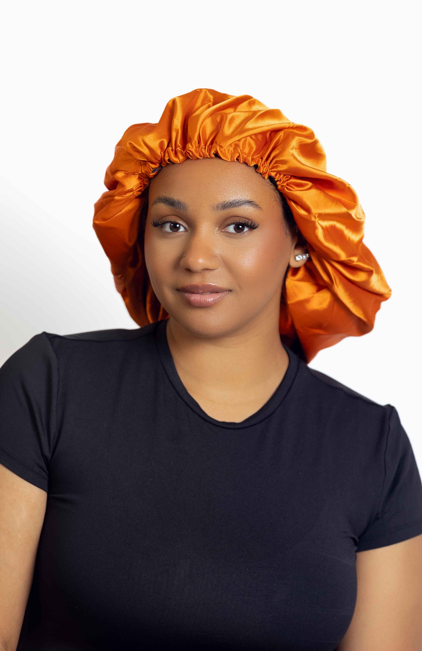 Orange Satin Head bonnets  Medium Size