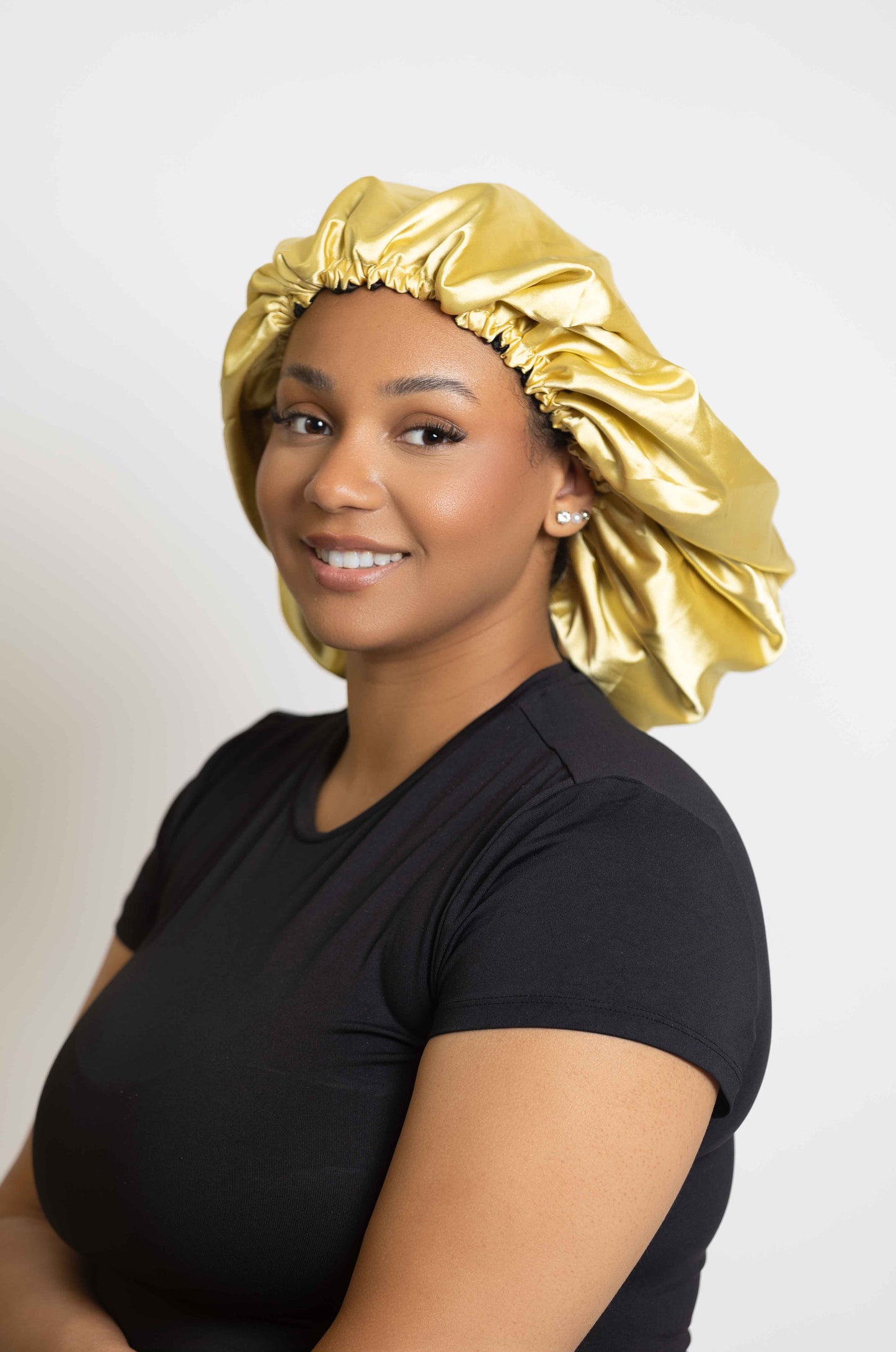 Yellow Satin Head bonnets Medium Size