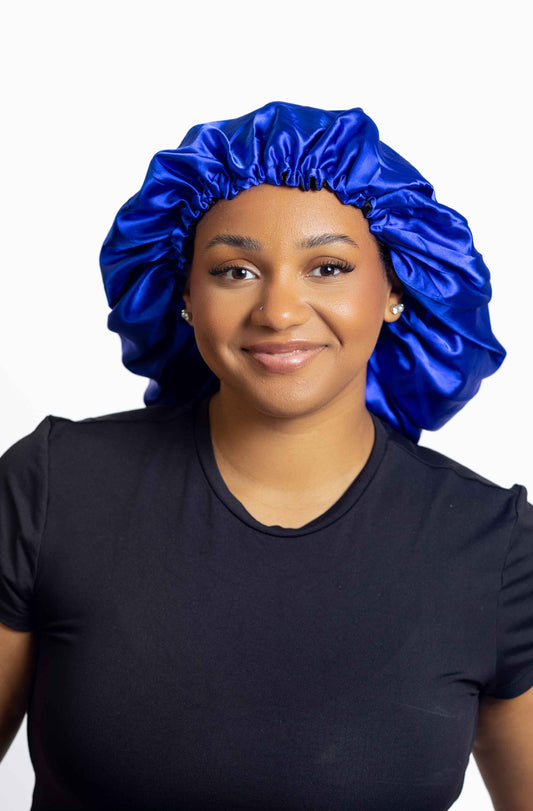 Blue Satin Head bonnets Medium Size