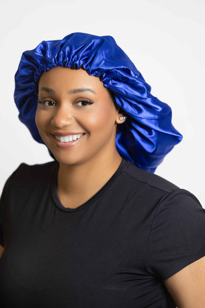 Blue Satin Head bonnets  Medium Size