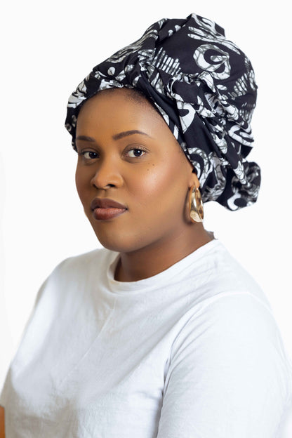 Ankara Headwrap / black with white